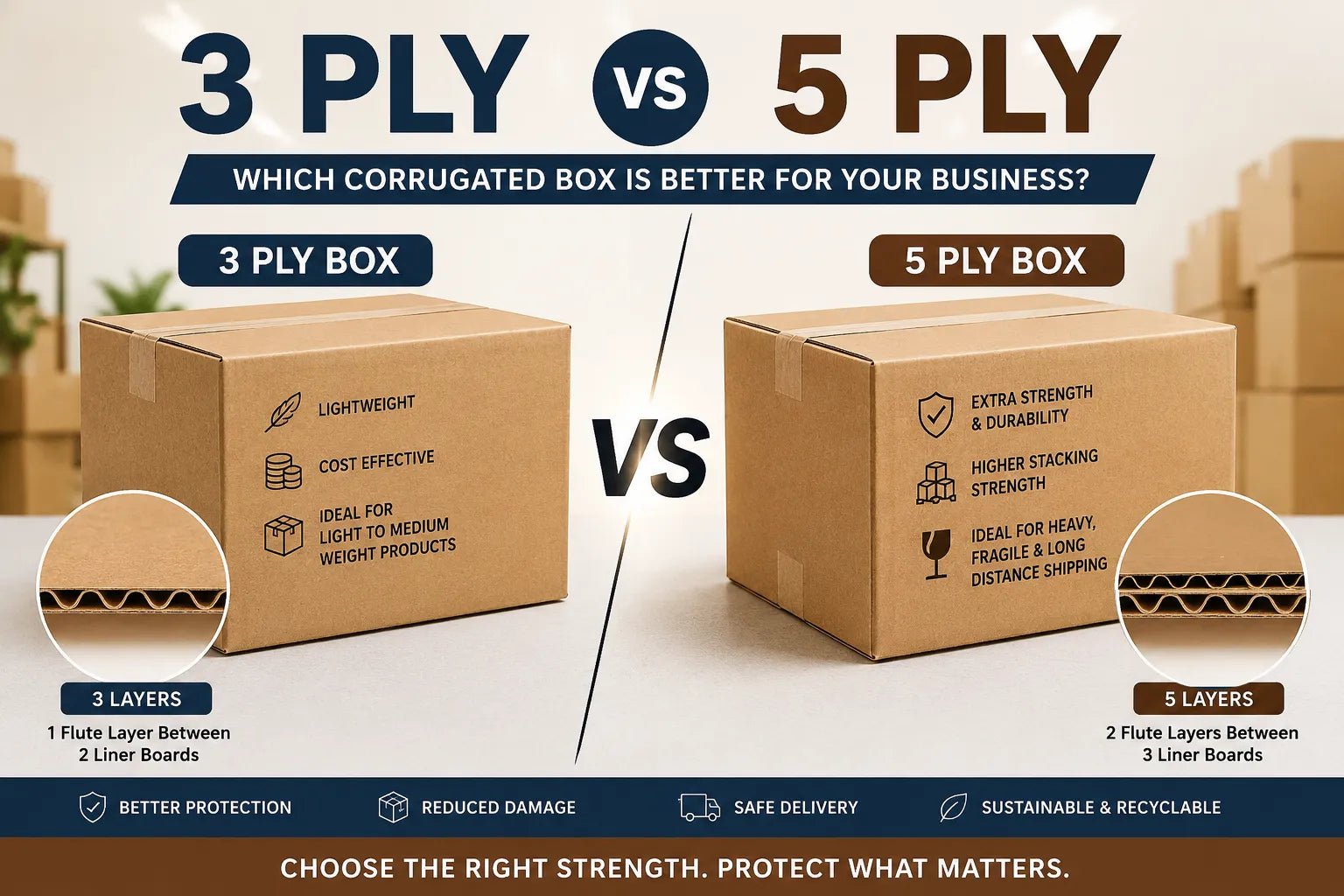 3 Ply vs 5 Ply Corrugated Boxes — Which Packaging Box is Better in UAE