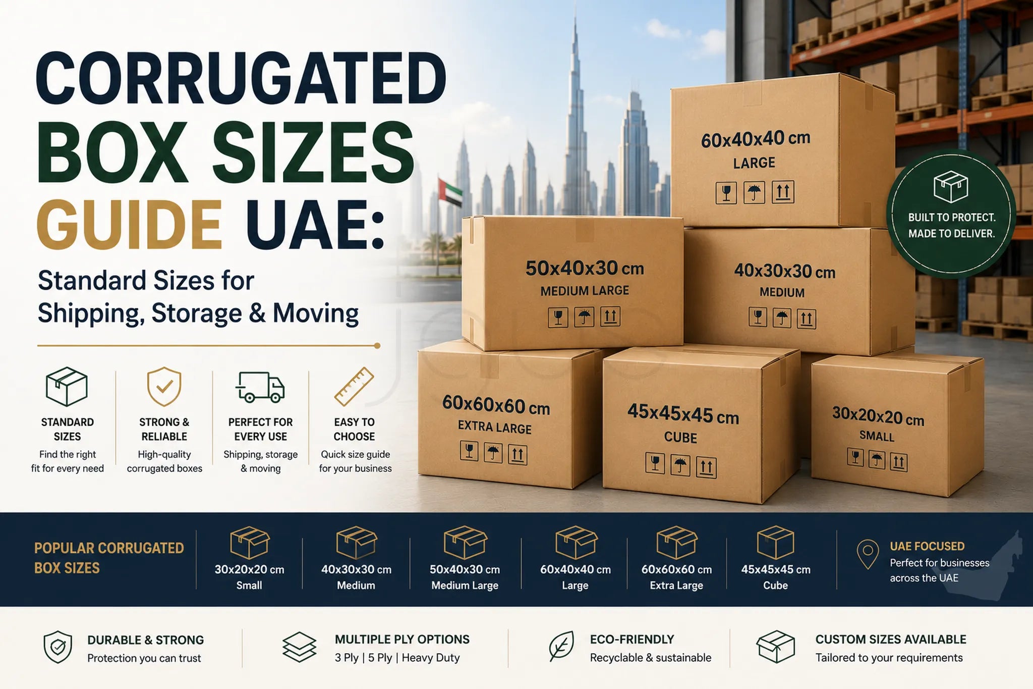 Corrugated Box Sizes Guide UAE: Standard Sizes for Shipping & Moving
