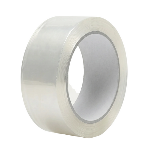Roll of clear tape on a white background