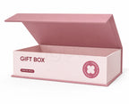 A pink gift box with its lid open, featuring the text 'GIFT BOX' and 'SPECIAL PACK' on the front, set against a plain white background.