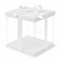 White cake box with clear PVC window for bakery packaging, cake delivery, dessert takeaway, and food packaging in UAE