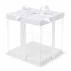 White cake box with clear PVC window for bakery packaging, cake delivery, dessert takeaway, and food packaging in UAE