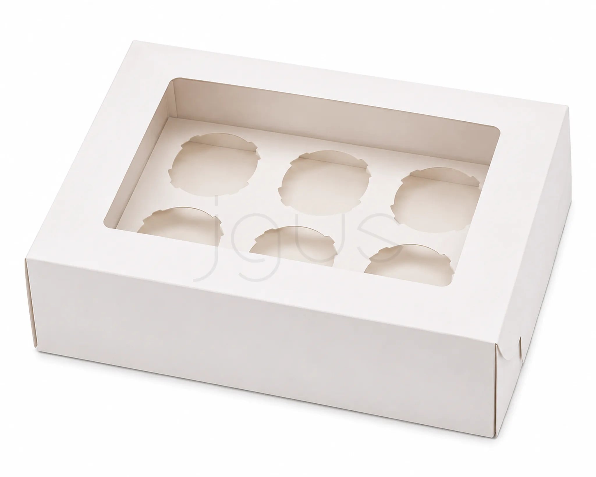 White cupcake box with clear window on a white background