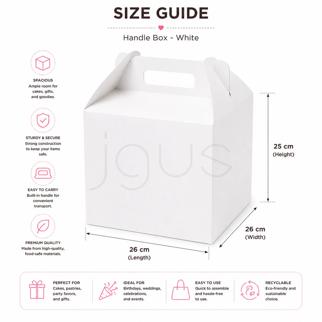 Handle Boxes-White-26x26x25CM image 2 - JGUS Pack UAE size guide