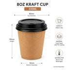 Kraft Paper Coffee Tea Karak Cup with Lid - 235 ml image 2 - JGUS Pack UAE size guide