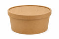 Brown kraft bowl with a lid on a white background