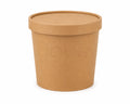 Brown paper kraft soup container with lid on a white background