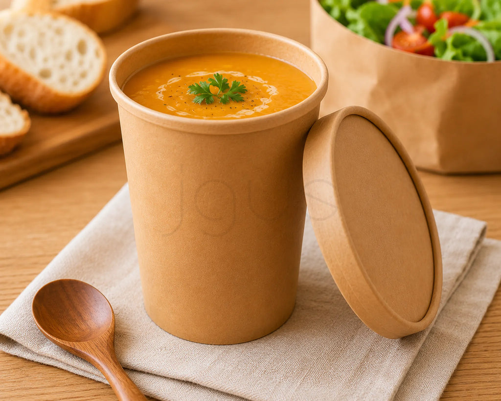 Kraft Paper Soup Cup with Lid Disposable cup - 500 ml image 3 - JGUS Pack UAE