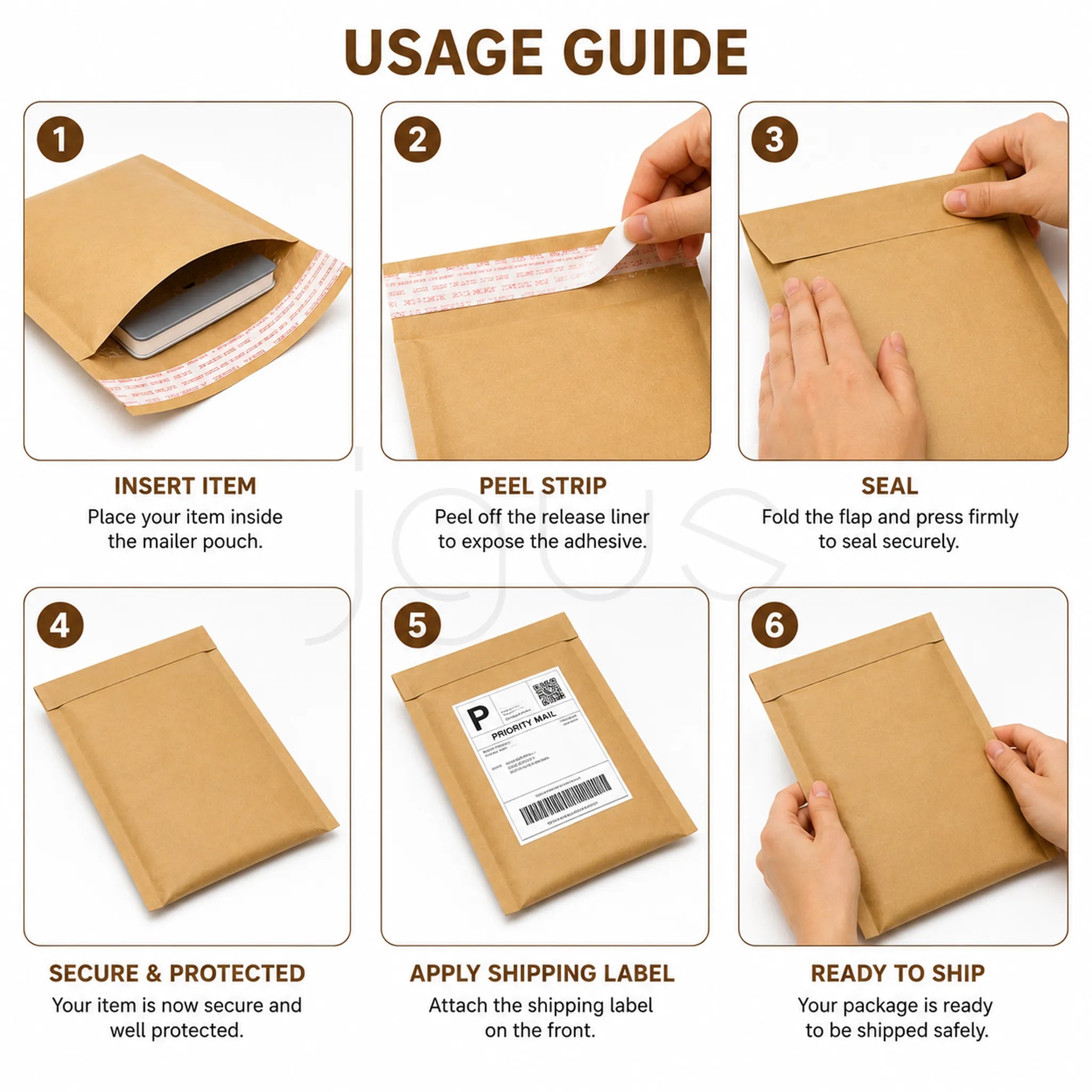 Brown Bubble Mail Bag 15x22 cm image 3 - JGUS Pack UAE usage illustration