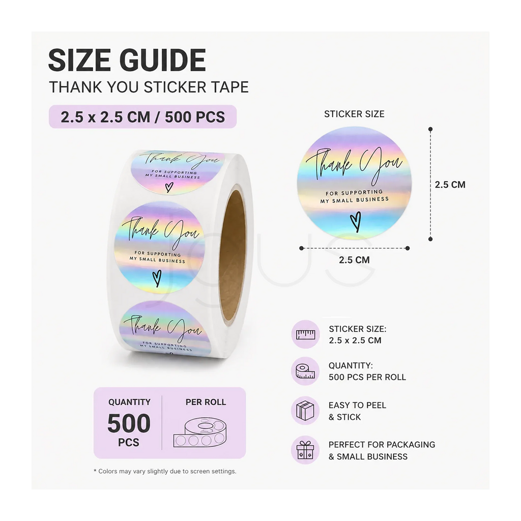 Thank You PVC Stickers 5x15cm - 100Pcs/Roll image 2 - JGUS Pack UAE