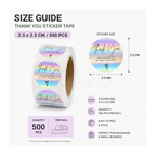 Thank You PVC Stickers 5x15cm - 100Pcs/Roll image 2 - JGUS Pack UAE