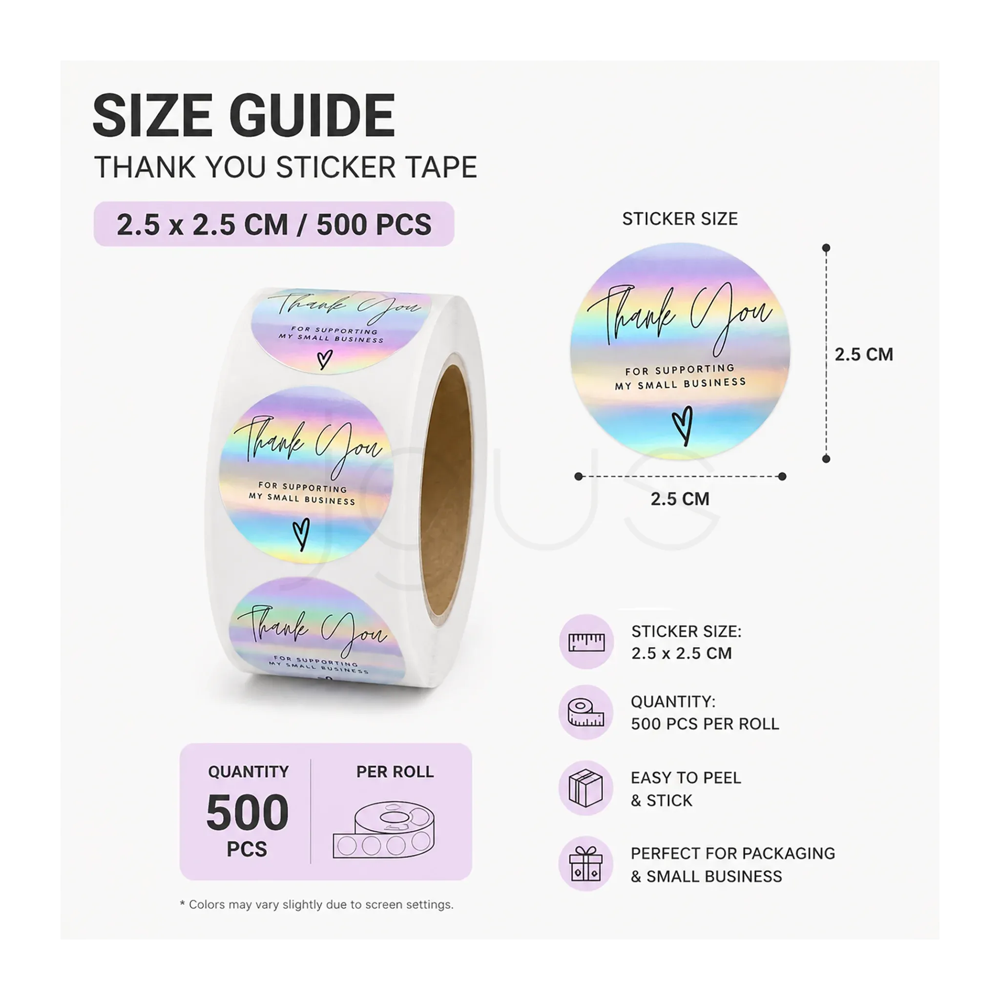 Thank You PVC Stickers 5x15cm - 100Pcs/Roll image 2 - JGUS Pack UAE