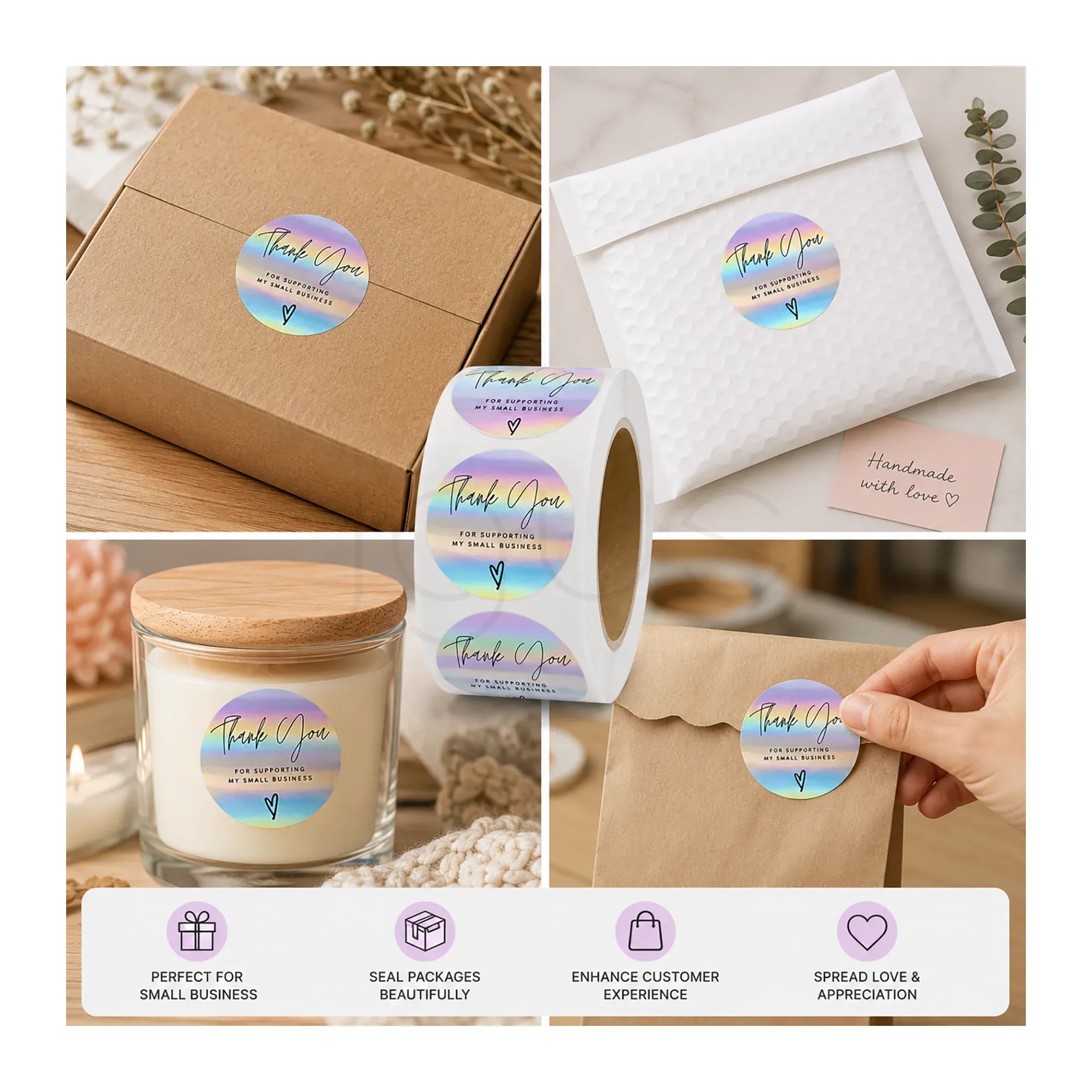 Thank You PVC Stickers 5x15cm - 100Pcs/Roll image 3 - JGUS Pack UAE