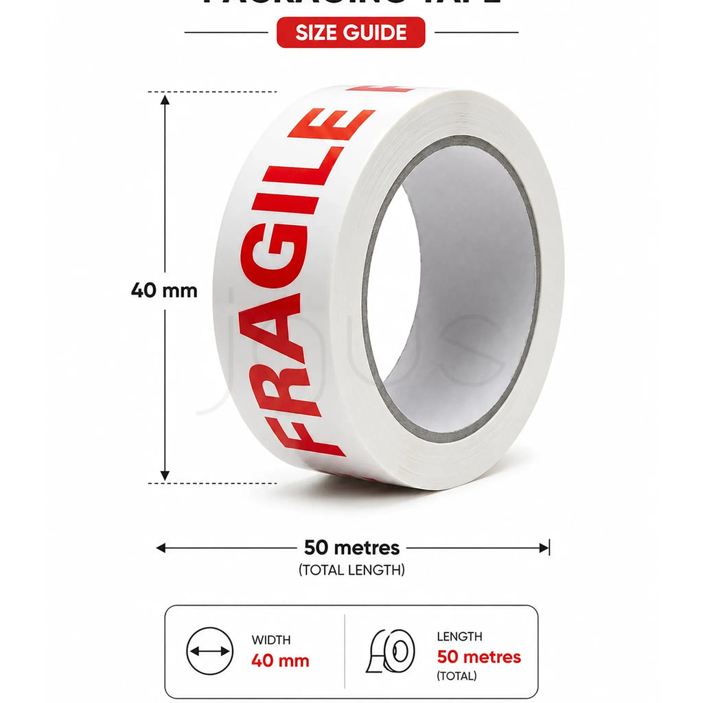 Fragile Tapes -40mm*50metre image 2 - JGUS Pack UAE size guide