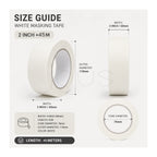 White masking tape with size guide on a white background