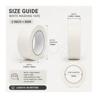 White masking tape with size guide on a white background