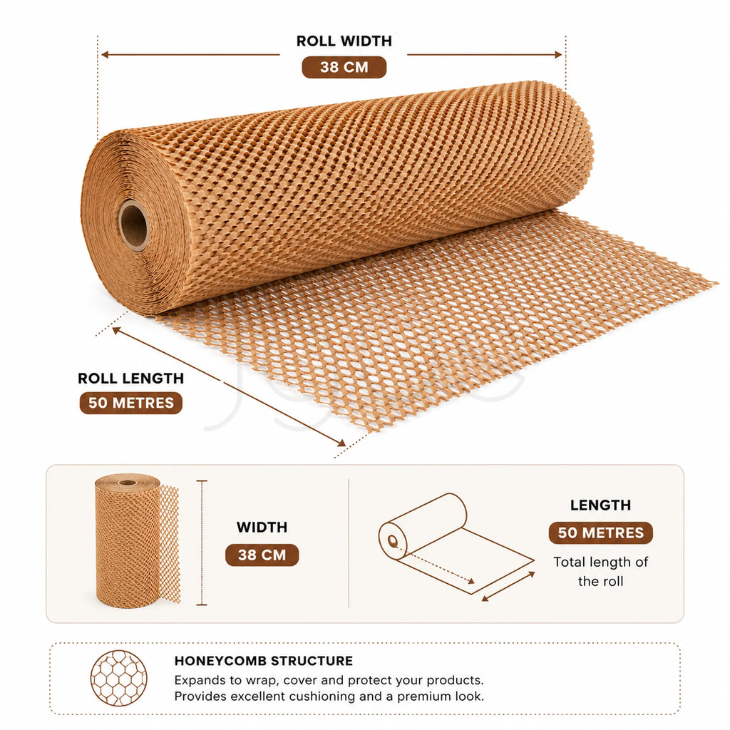 Honeycomb Kraft Wrap image 2 - JGUS Pack UAE size guide