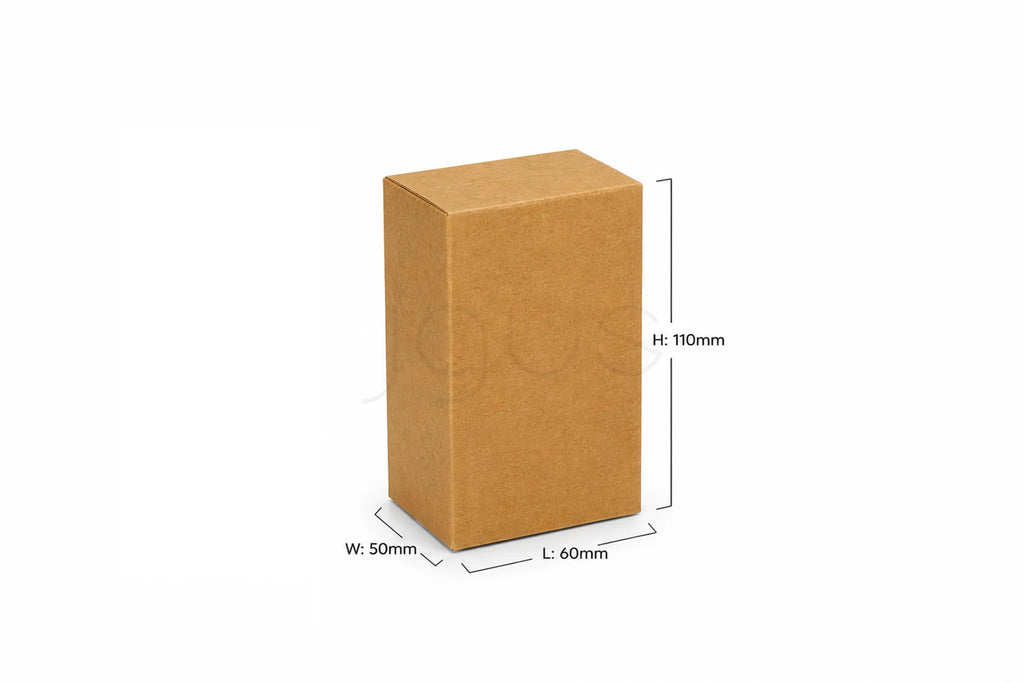 Brown rectangular block with dimensions labeled on a white background