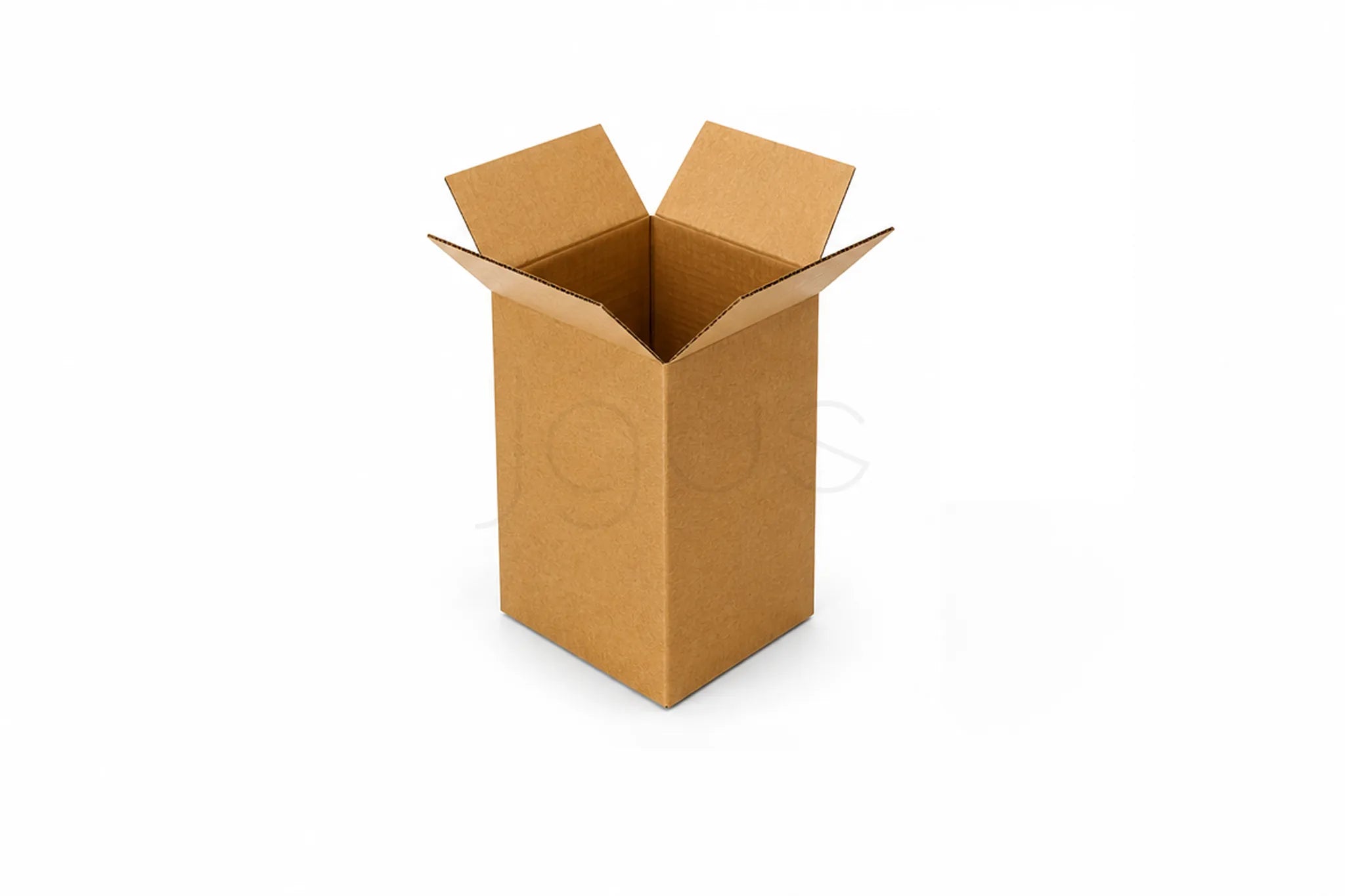 Open cardboard box on a white background