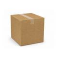 Brown cardboard box with a band on a white background