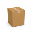 Brown cardboard box with tape on a white background