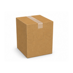 Brown cardboard box with tape on a white background