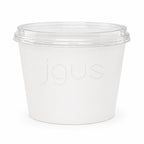 A paper bowl with a transparent PET lid, set against a plain white background.
